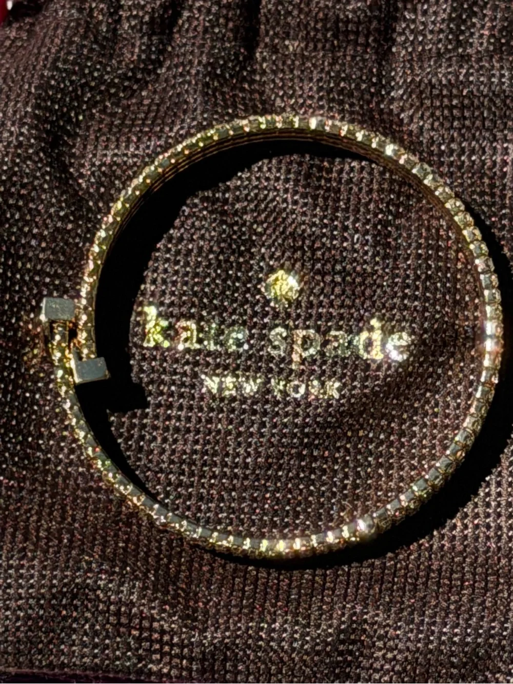 kate spade Gold Crystal Lock Bracelet with Pink Lining